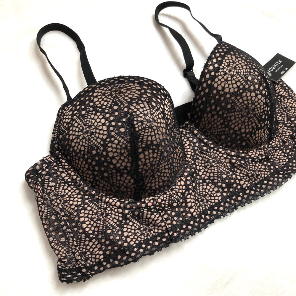 SALE❗️Black Floral Lace Longline Underwire Bra 34B - Picture 3 of 9